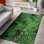 Green Fern Leaf Print Area Rug