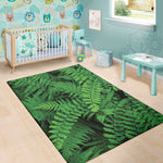 Green Fern Leaf Print Area Rug