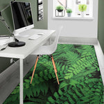 Green Fern Leaf Print Area Rug