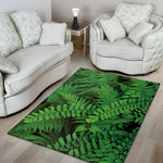 Green Fern Leaf Print Area Rug