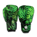 Green Fern Leaf Print Boxing Gloves