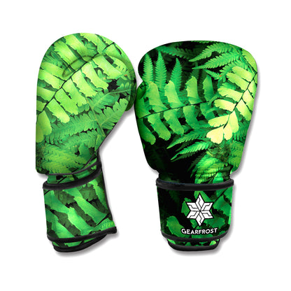 Green Fern Leaf Print Boxing Gloves