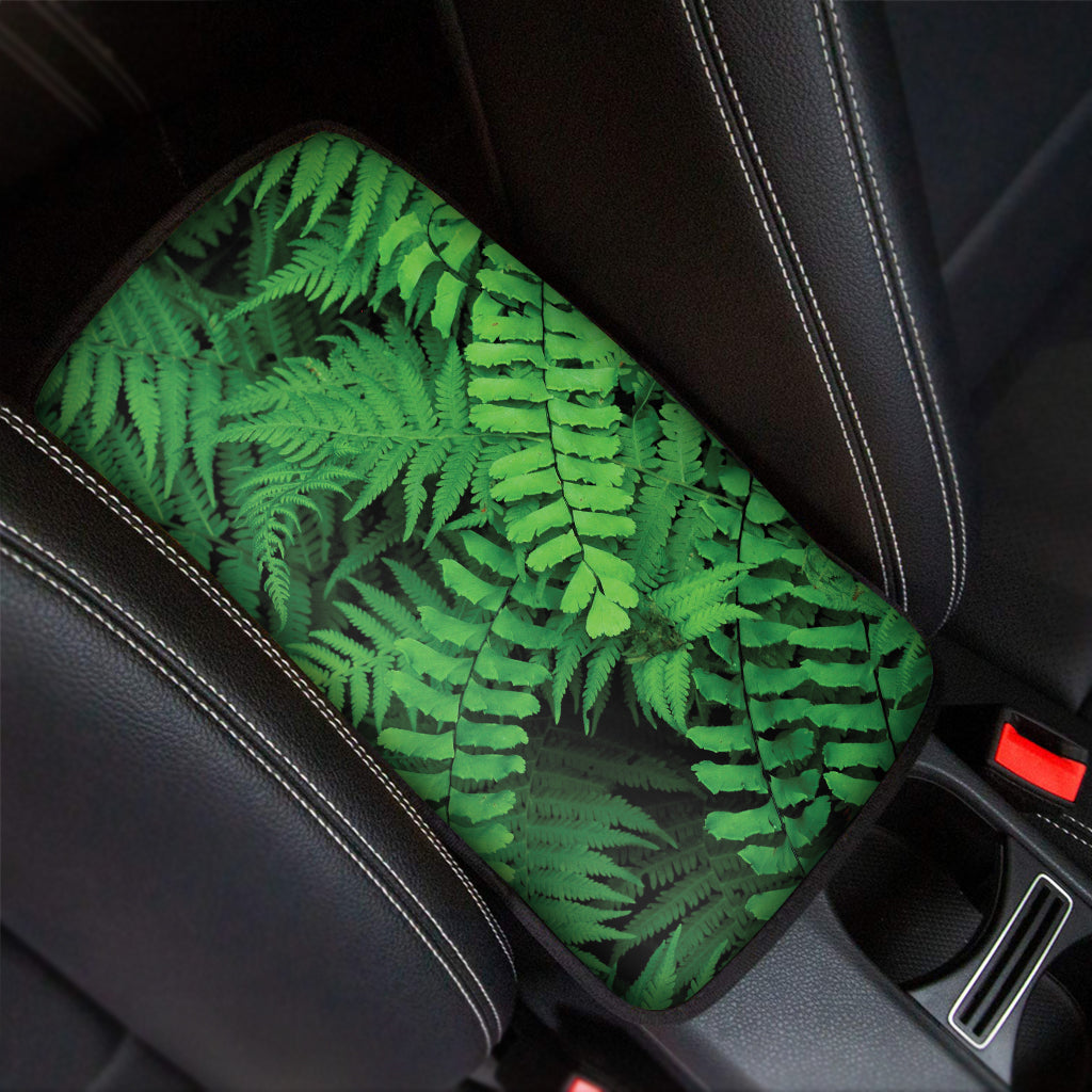 Green Fern Leaf Print Car Center Console Cover