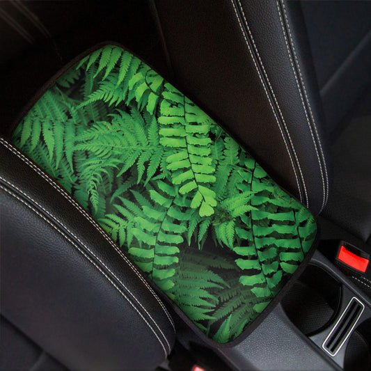 Green Fern Leaf Print Car Center Console Cover