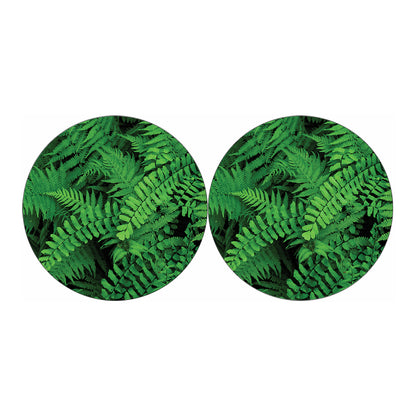 Green Fern Leaf Print Car Coasters