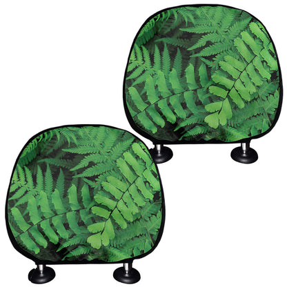Green Fern Leaf Print Car Headrest Covers