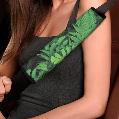 Green Fern Leaf Print Car Seat Belt Covers