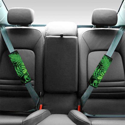 Green Fern Leaf Print Car Seat Belt Covers
