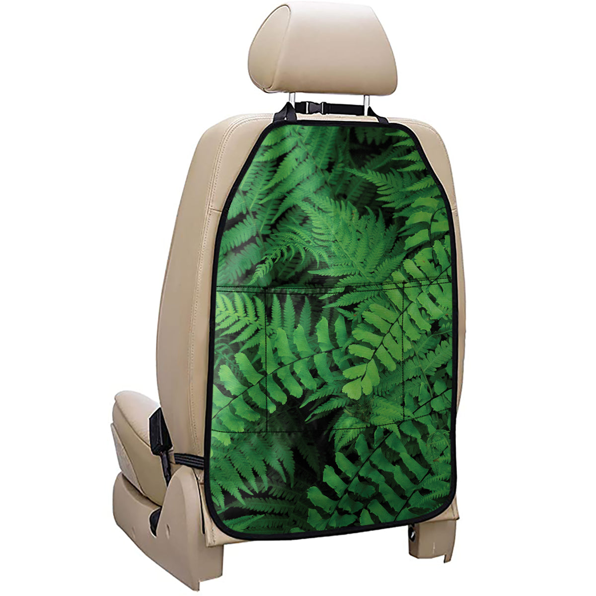 Green Fern Leaf Print Car Seat Organizers