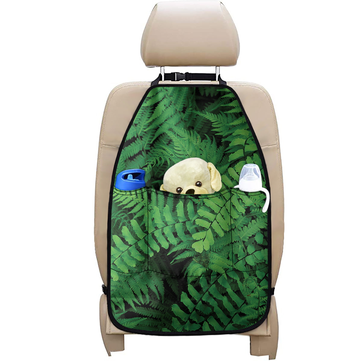 Green Fern Leaf Print Car Seat Organizers
