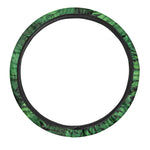 Green Fern Leaf Print Car Steering Wheel Cover