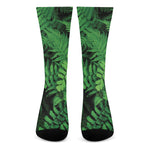 Green Fern Leaf Print Crew Socks