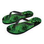 Green Fern Leaf Print Flip Flops