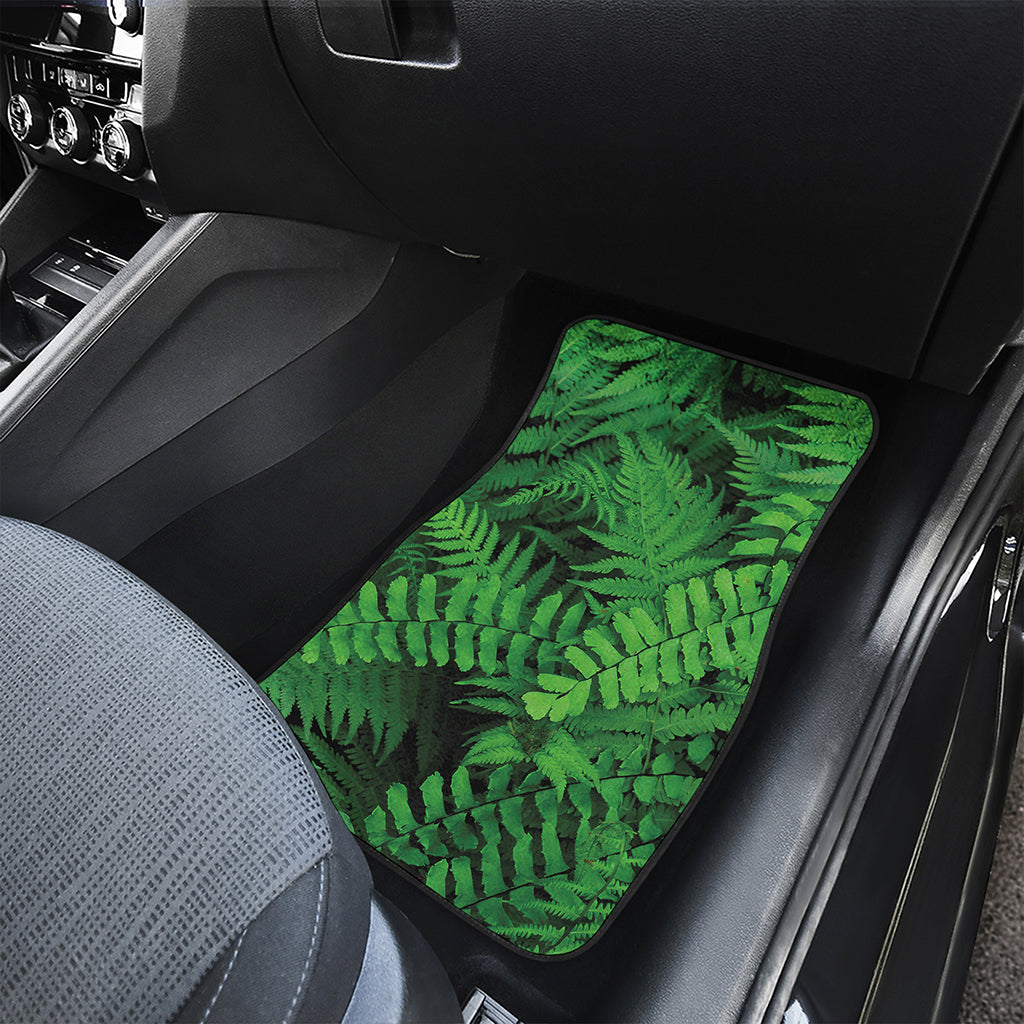 Green Fern Leaf Print Front and Back Car Floor Mats