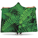 Green Fern Leaf Print Hooded Blanket