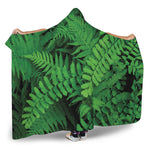 Green Fern Leaf Print Hooded Blanket