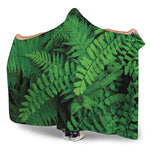 Green Fern Leaf Print Hooded Blanket