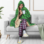 Green Fern Leaf Print Hooded Blanket