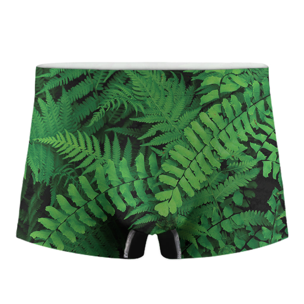 Green Fern Leaf Print Men's Boxer Briefs