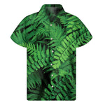 Green Fern Leaf Print Men's Short Sleeve Shirt
