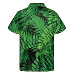 Green Fern Leaf Print Men's Short Sleeve Shirt