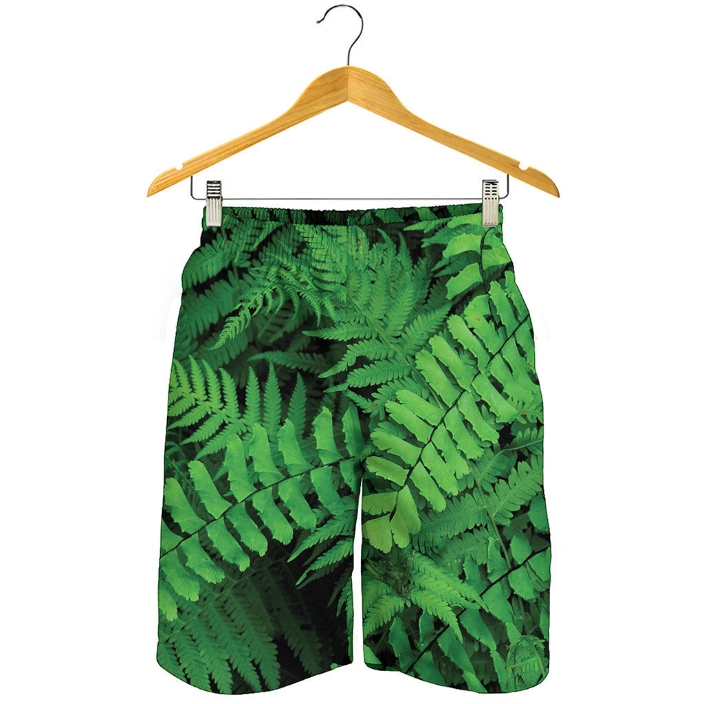 Green Fern Leaf Print Men's Shorts