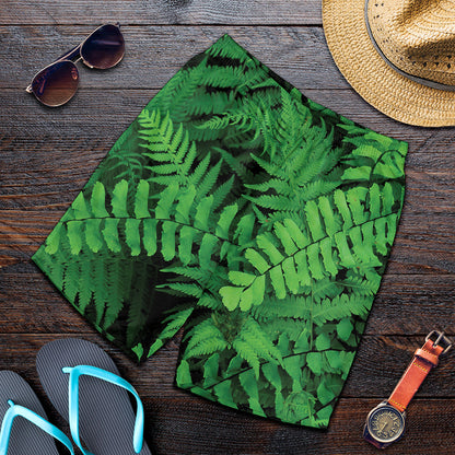 Green Fern Leaf Print Men's Shorts