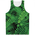 Green Fern Leaf Print Men's Tank Top