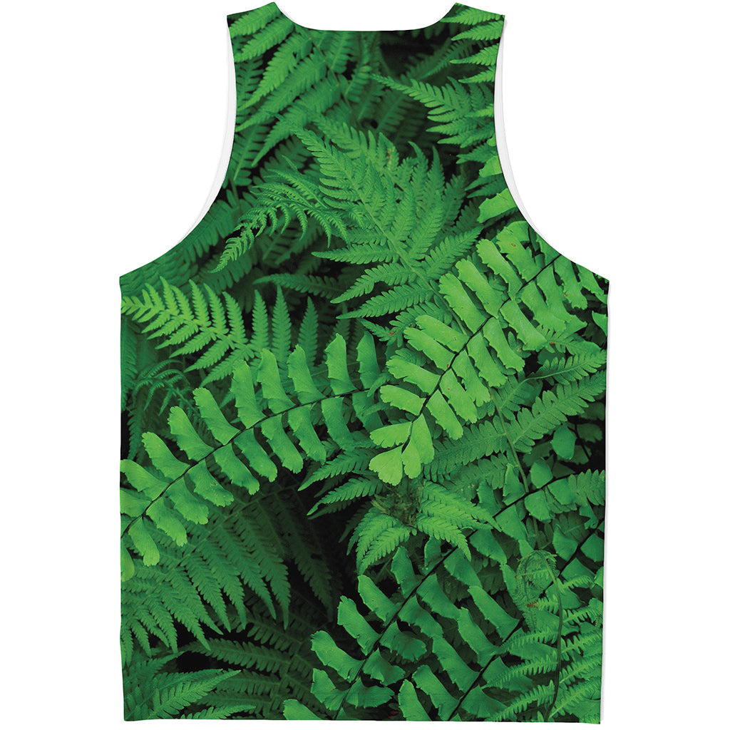 Green Fern Leaf Print Men's Tank Top
