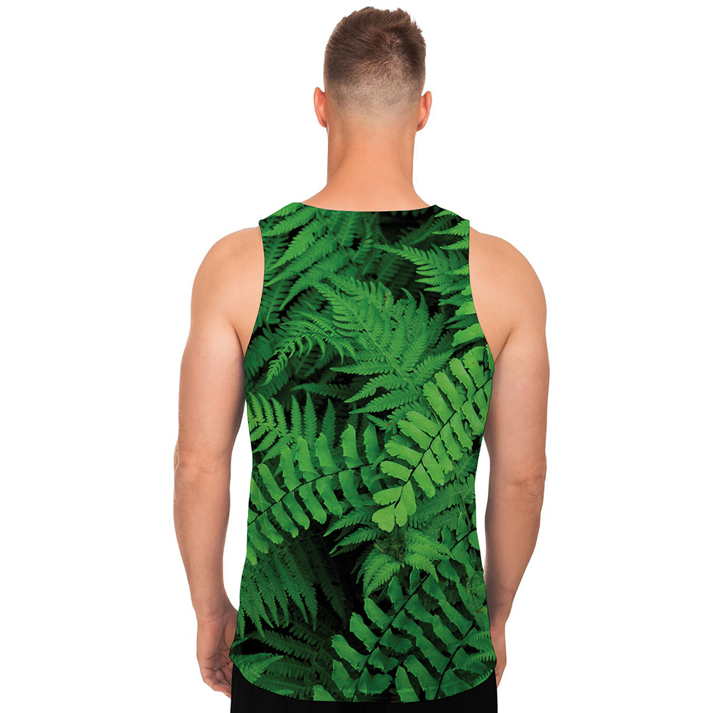 Green Fern Leaf Print Men's Tank Top