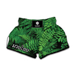 Green Fern Leaf Print Muay Thai Boxing Shorts