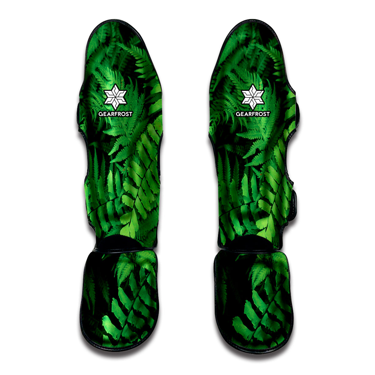 Green Fern Leaf Print Muay Thai Shin Guard