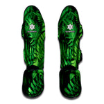 Green Fern Leaf Print Muay Thai Shin Guard