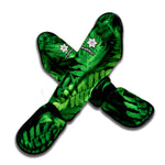 Green Fern Leaf Print Muay Thai Shin Guard