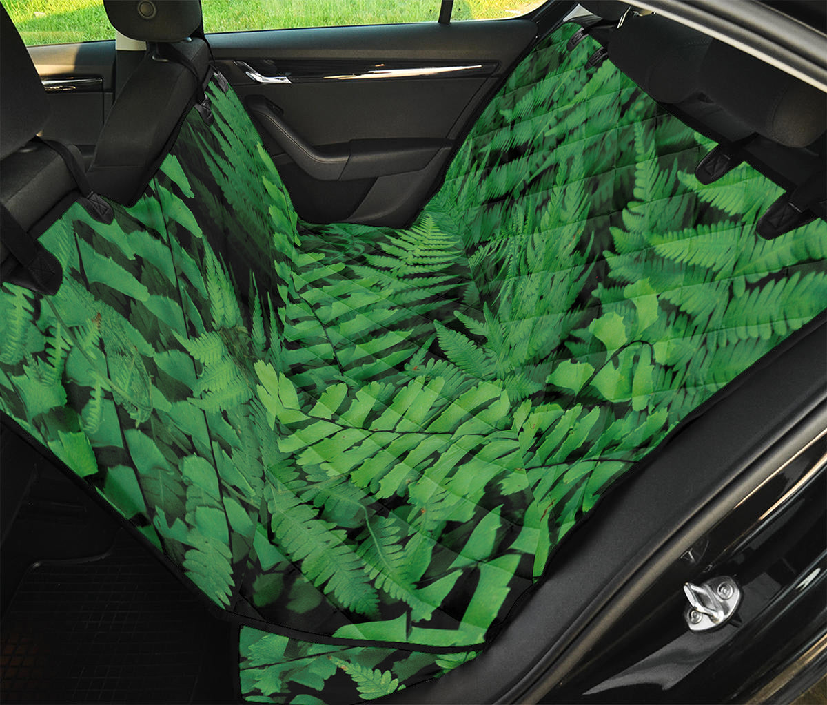Green Fern Leaf Print Pet Car Back Seat Cover