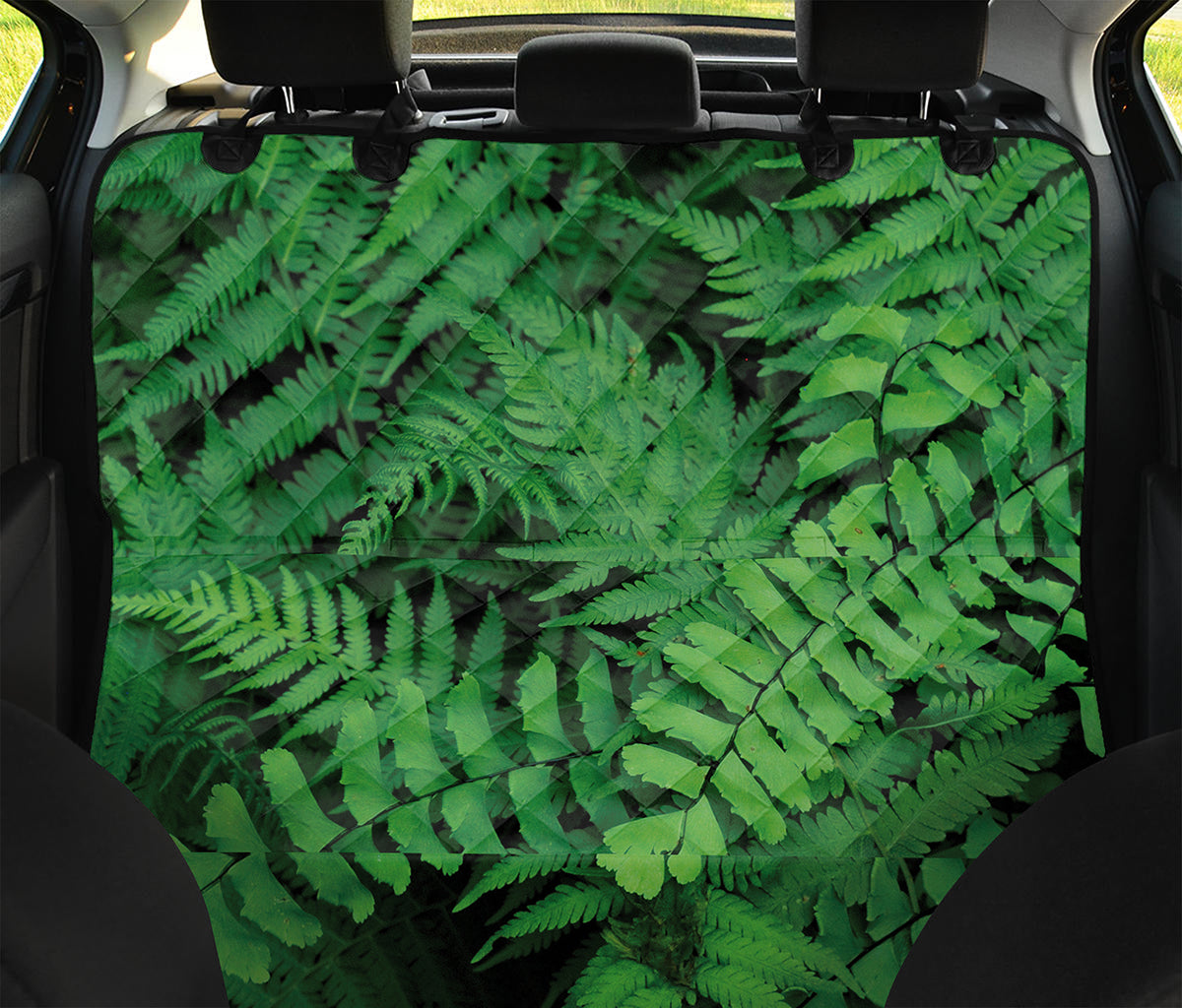 Green Fern Leaf Print Pet Car Back Seat Cover