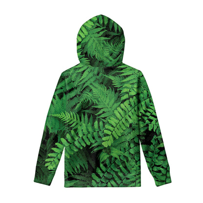 Green Fern Leaf Print Pullover Hoodie