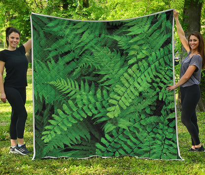 Green Fern Leaf Print Quilt