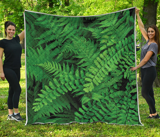 Green Fern Leaf Print Quilt