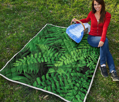 Green Fern Leaf Print Quilt
