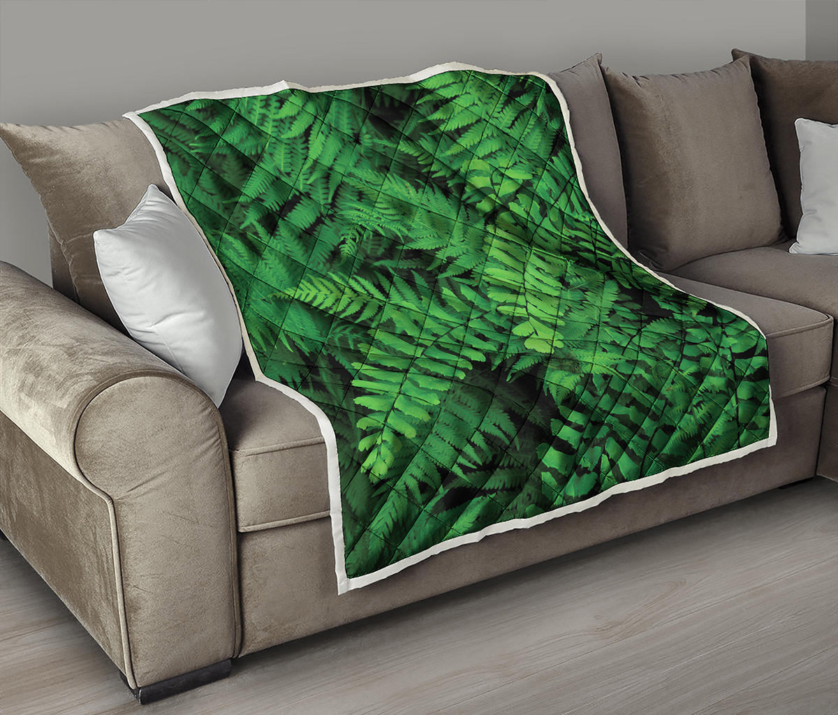 Green Fern Leaf Print Quilt
