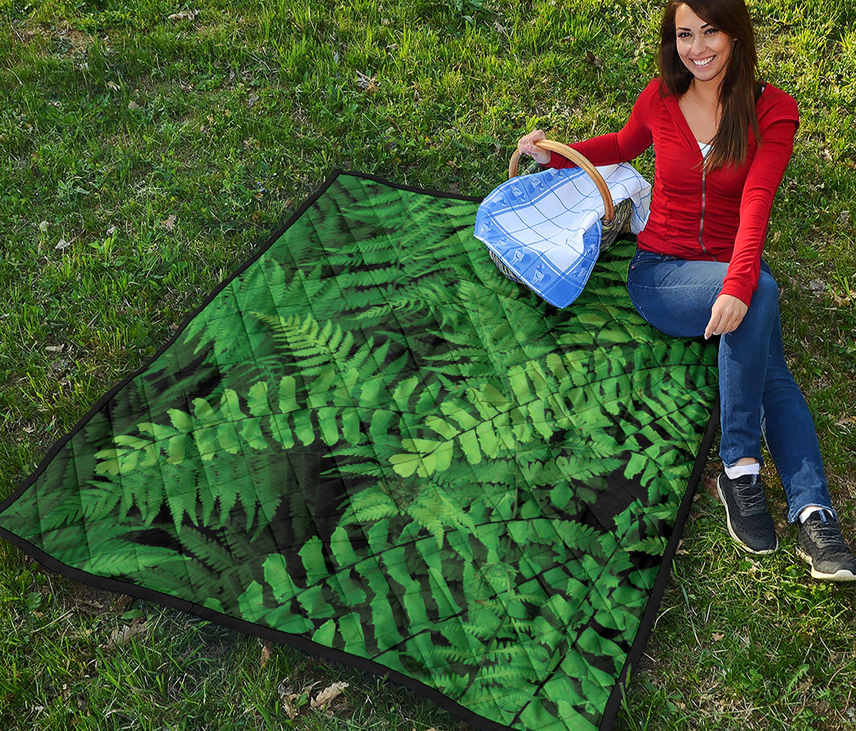 Green Fern Leaf Print Quilt