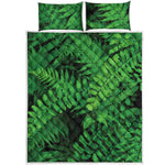 Green Fern Leaf Print Quilt Bed Set