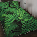 Green Fern Leaf Print Quilt Bed Set