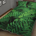 Green Fern Leaf Print Quilt Bed Set