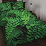 Green Fern Leaf Print Quilt Bed Set