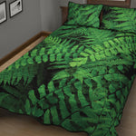 Green Fern Leaf Print Quilt Bed Set