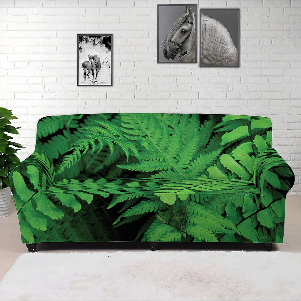 Green Fern Leaf Print Sofa Cover