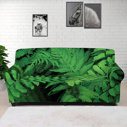 Green Fern Leaf Print Sofa Cover