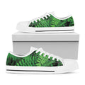 Green Fern Leaf Print White Low Top Sneakers